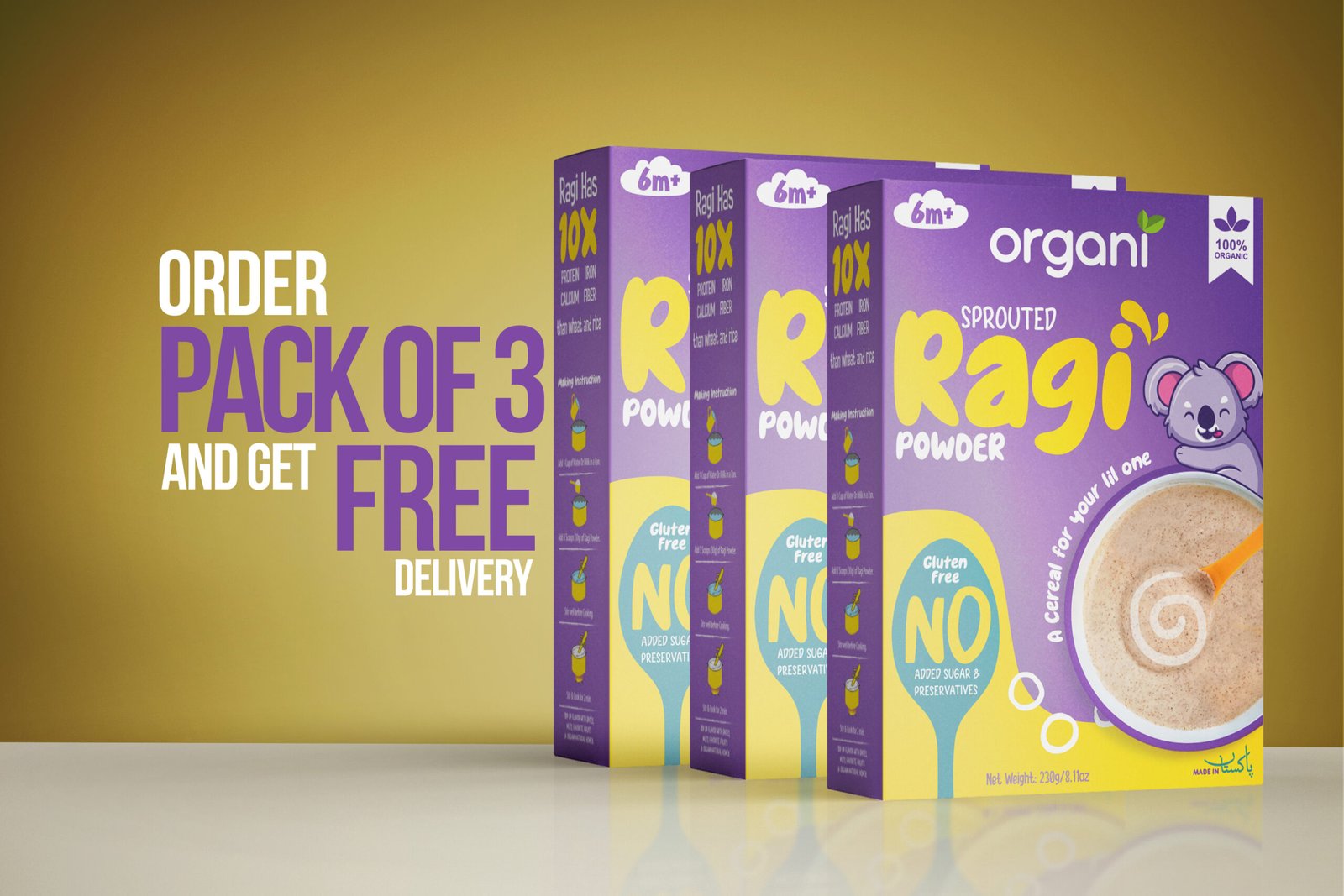 Sprouted Ragi Powder (Pack of 3)